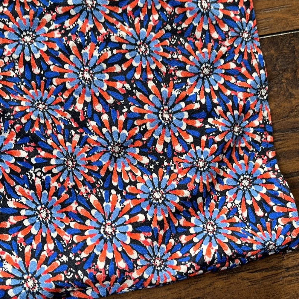 Promod Blue/Red Floral One Shoulder Ruffle Front Dress - Picture 4 of 11